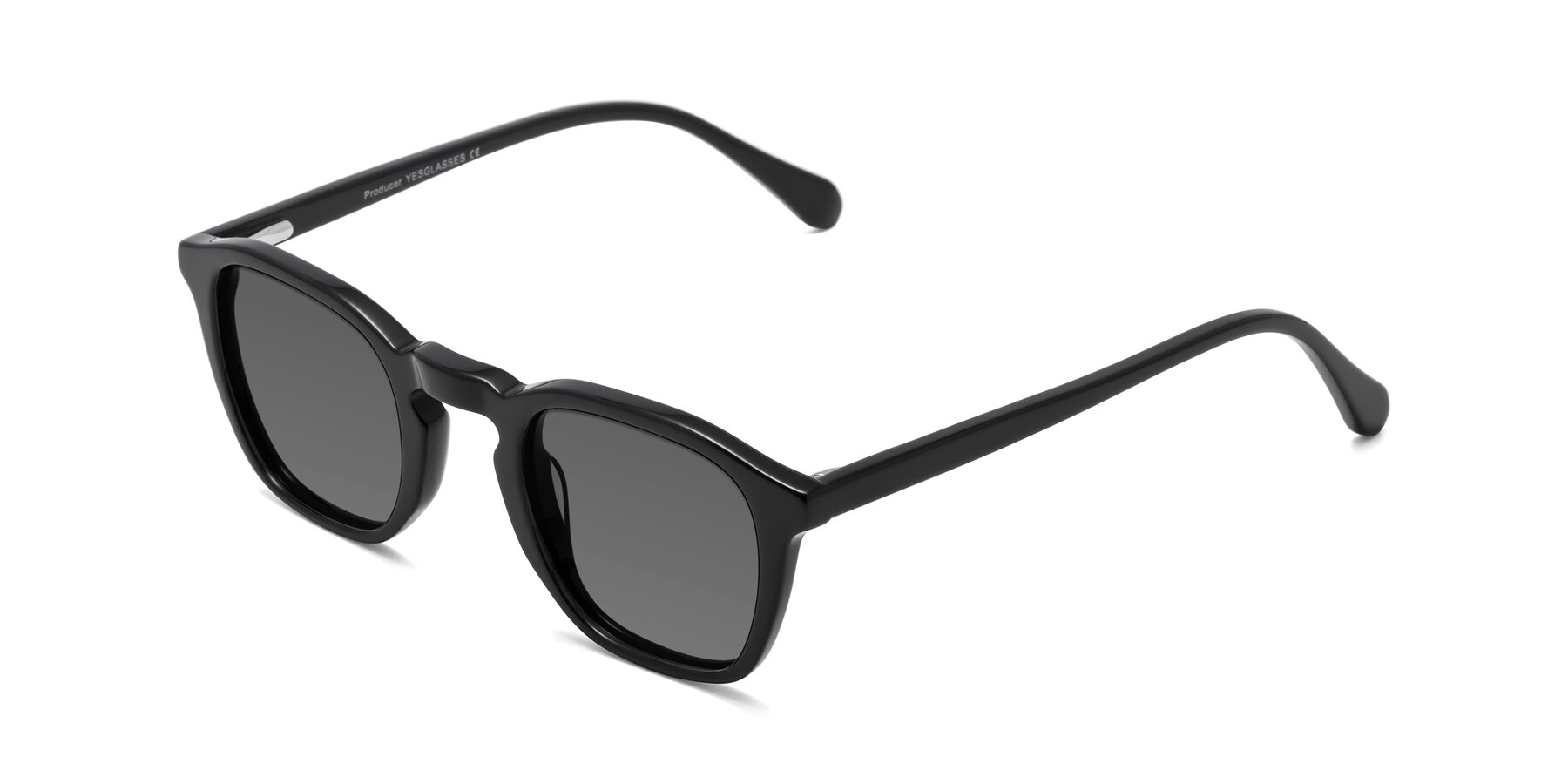 Angle of Producer in Black with Medium Gray Tinted Lenses
