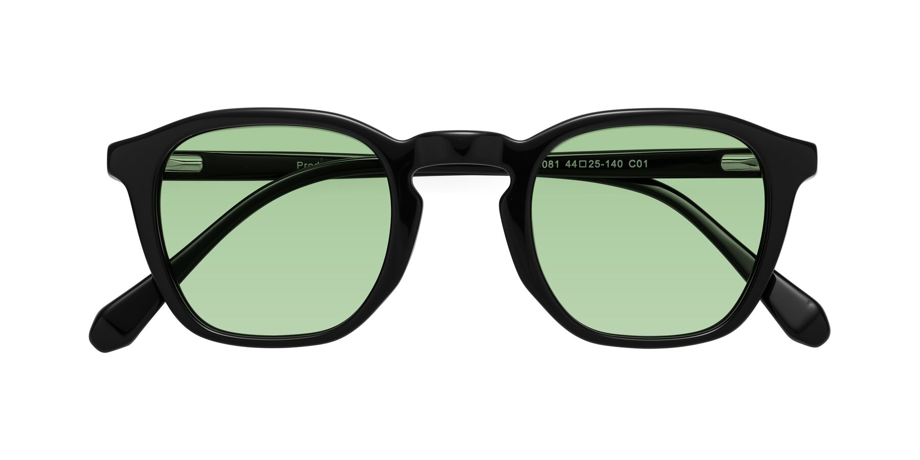 Folded Front of Producer in Black with Medium Green Tinted Lenses