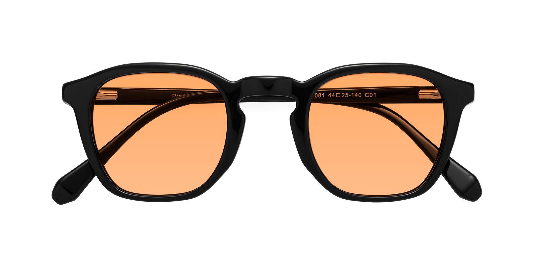 Folded Front of Producer in Black with Medium Orange Tinted Lenses