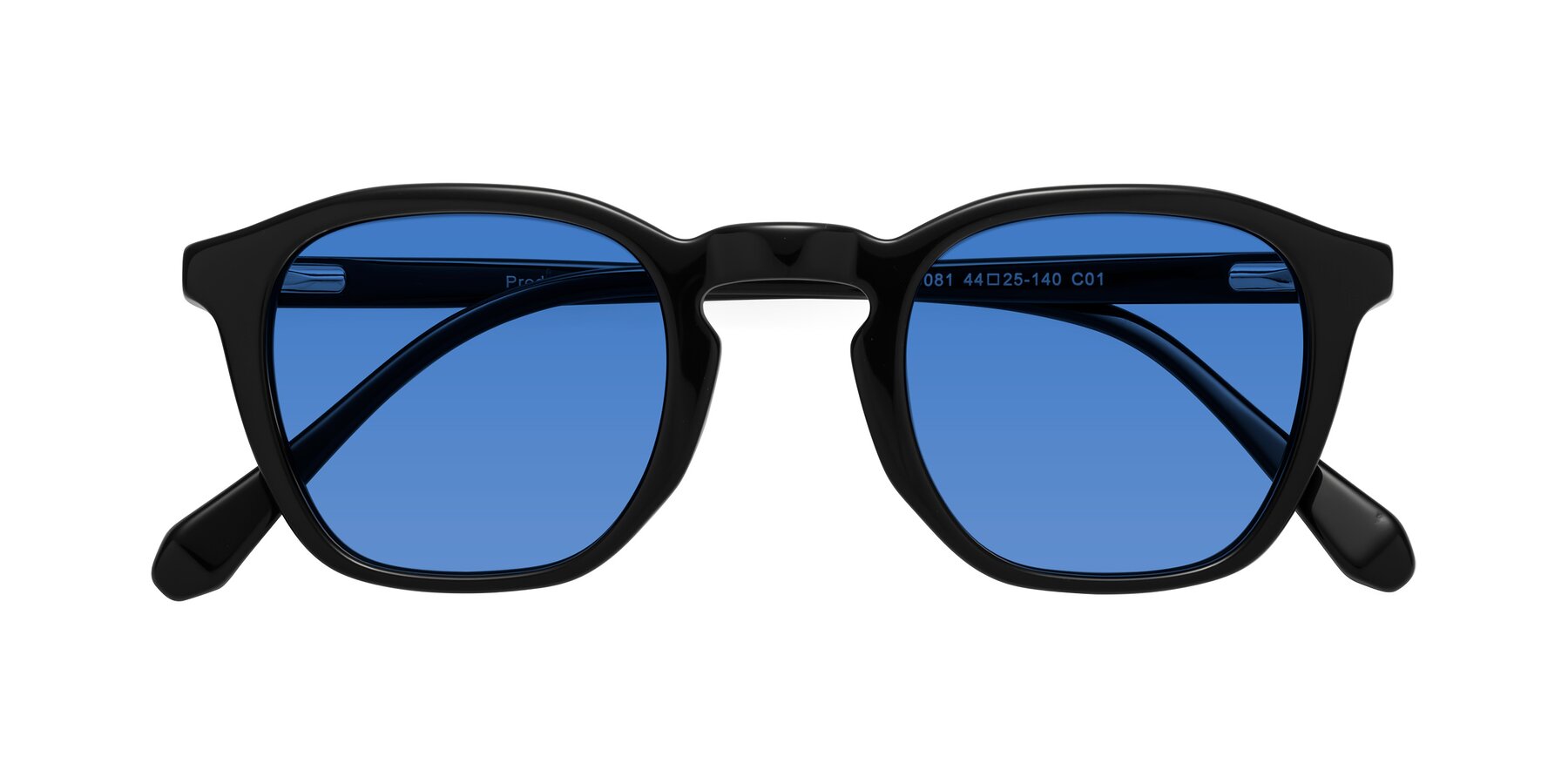Folded Front of Producer in Black with Blue Tinted Lenses