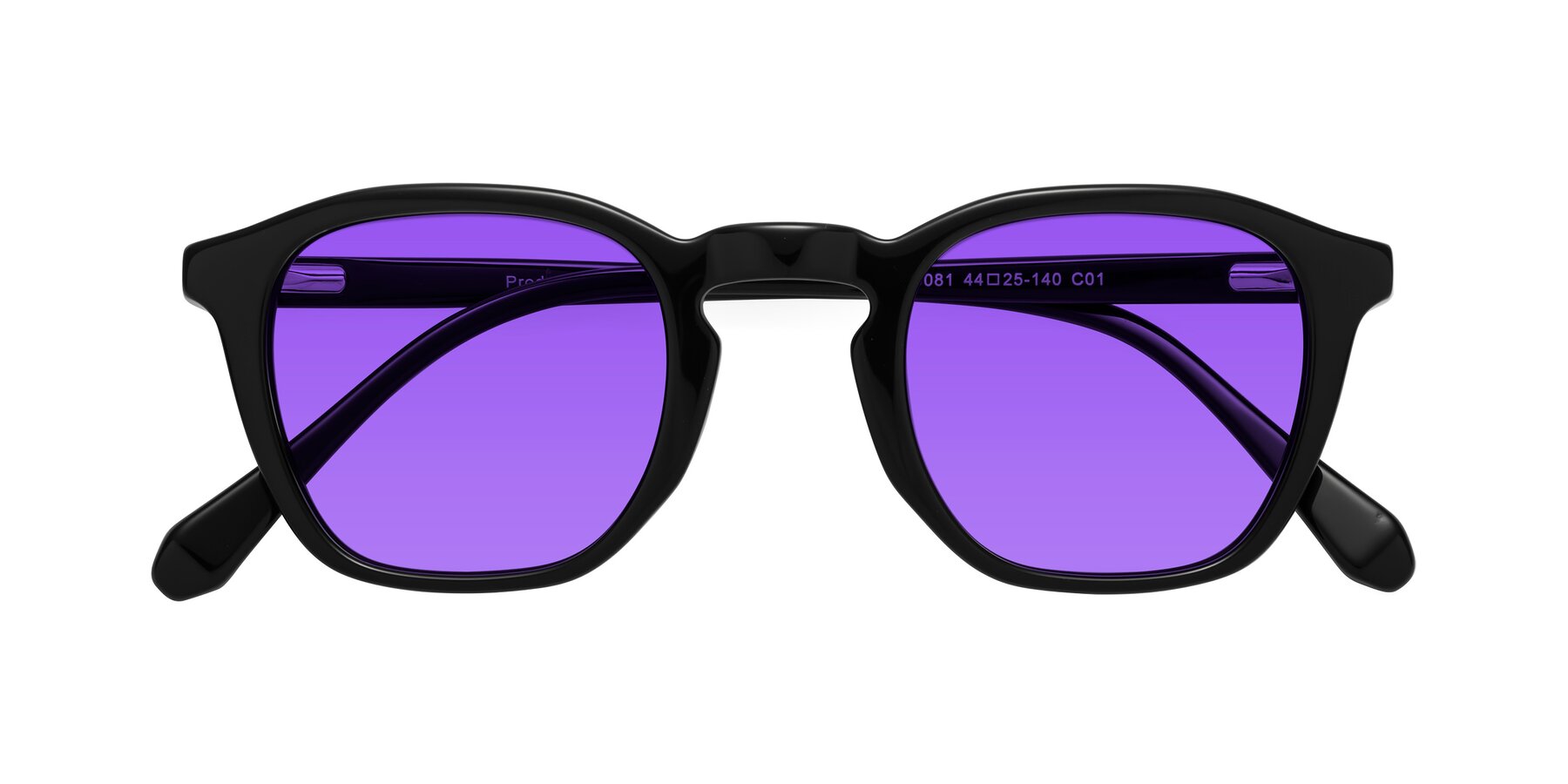 Folded Front of Producer in Black with Purple Tinted Lenses