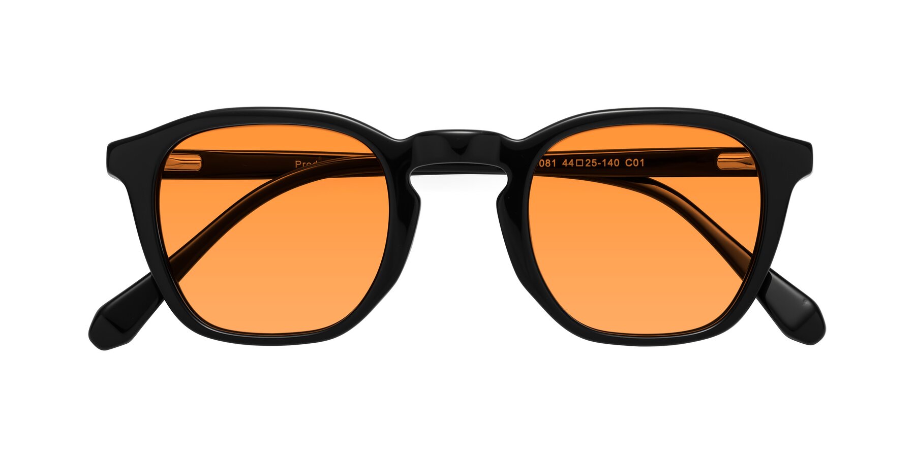 Folded Front of Producer in Black with Orange Tinted Lenses