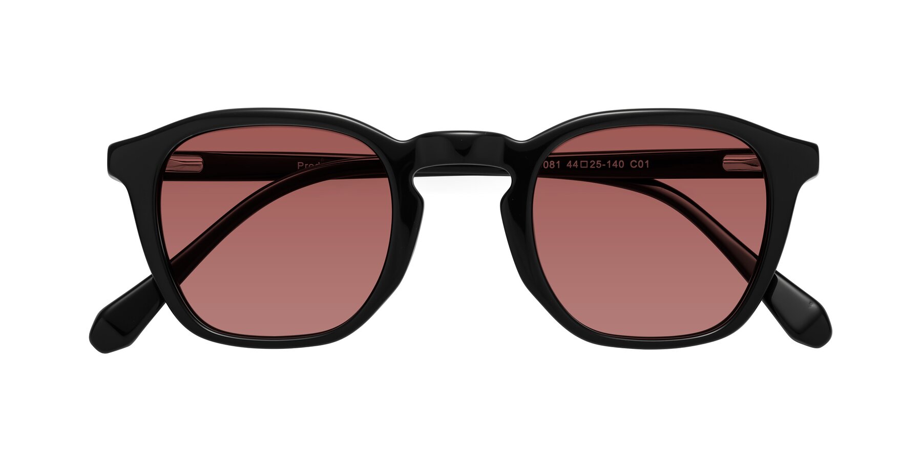 Folded Front of Producer in Black with Garnet Tinted Lenses