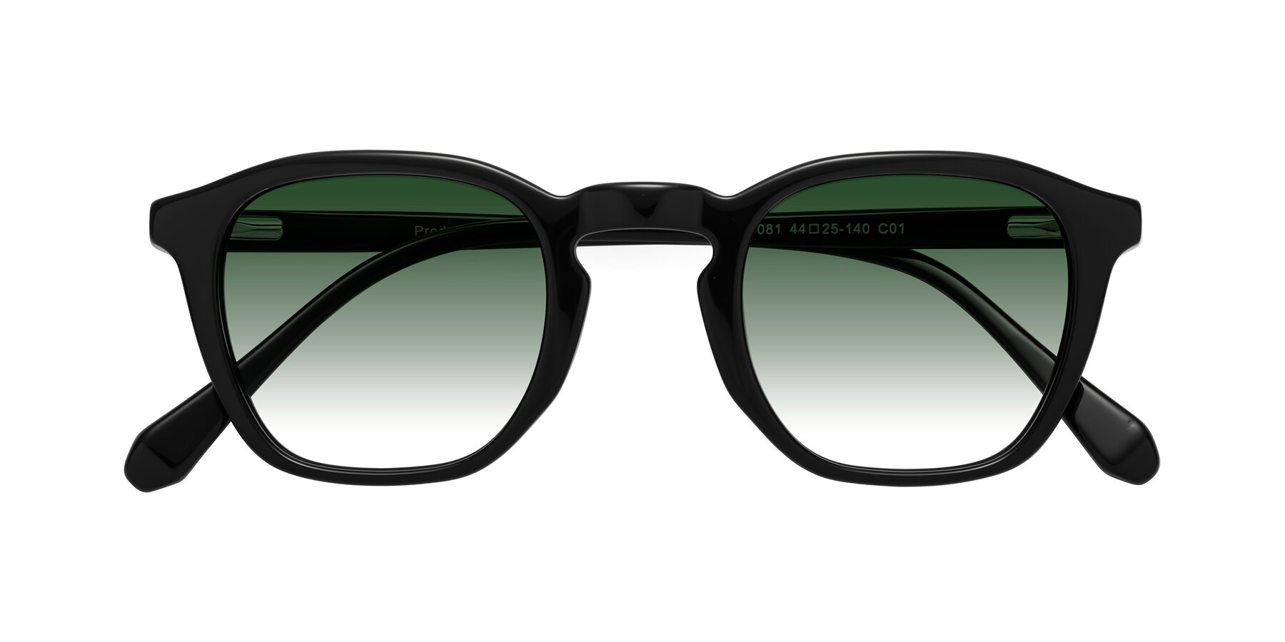 Folded Front of Producer in Black with Green Gradient Lenses