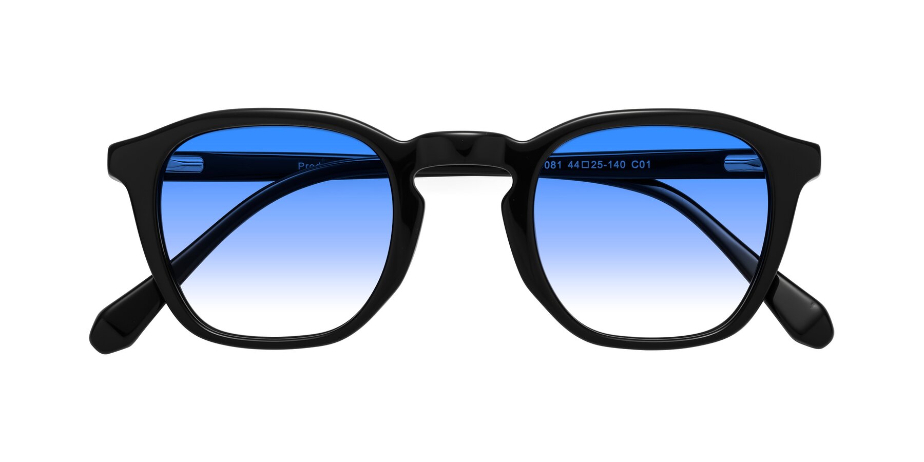 Folded Front of Producer in Black with Blue Gradient Lenses