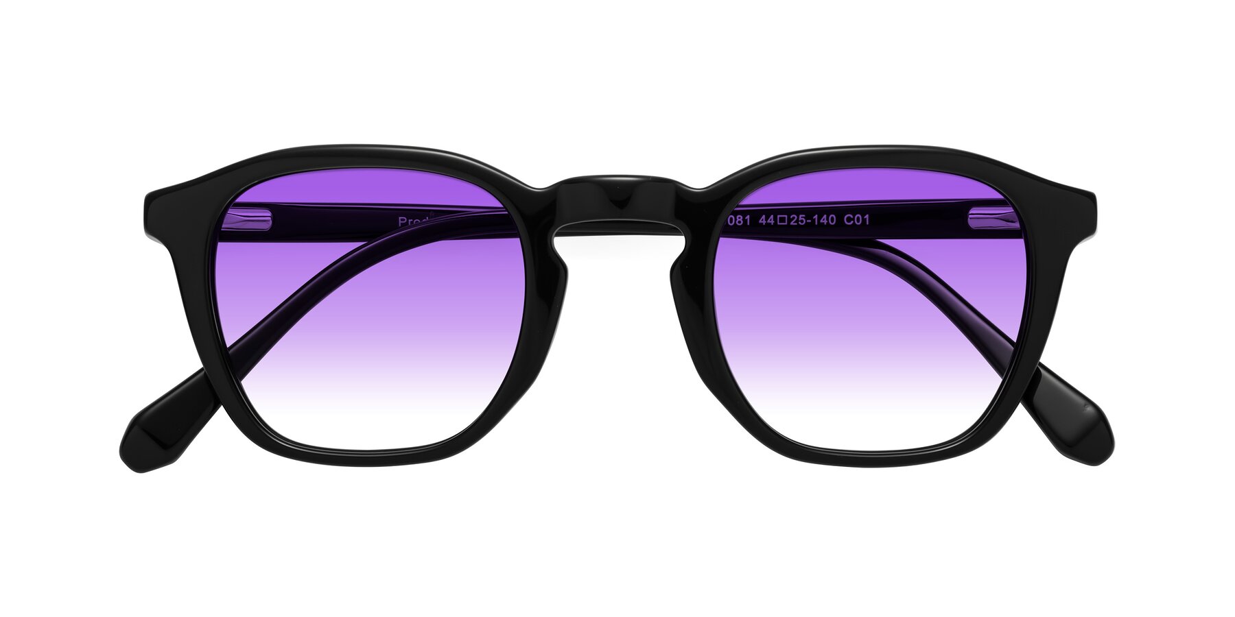 Folded Front of Producer in Black with Purple Gradient Lenses
