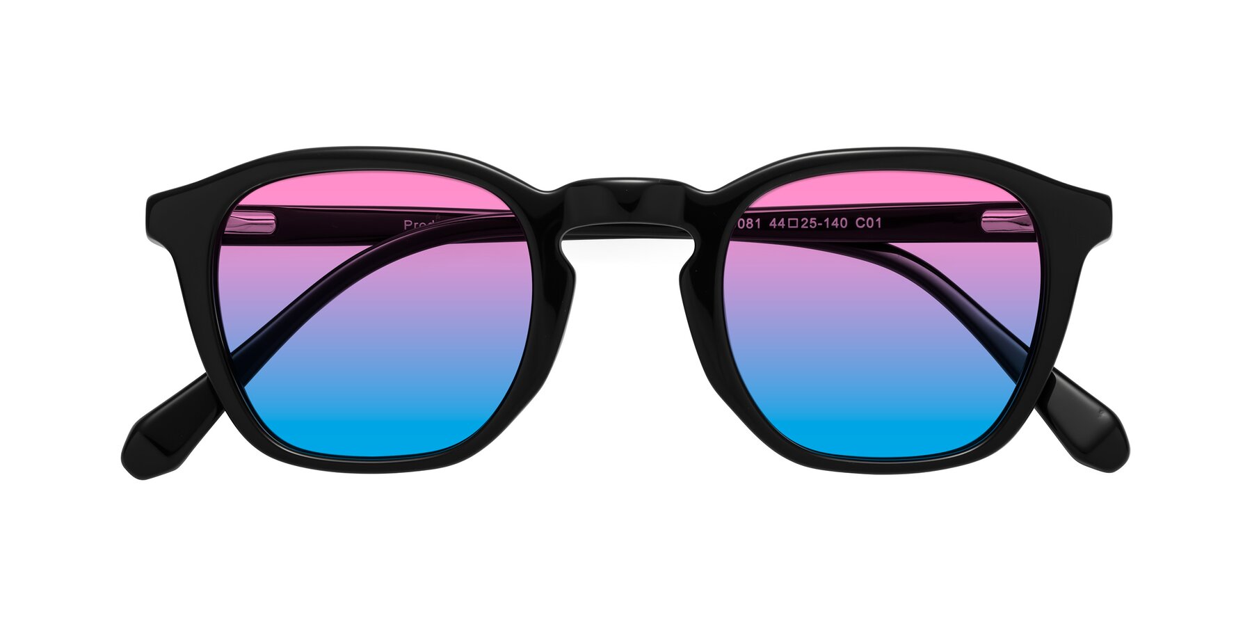 Folded Front of Producer in Black with Pink / Blue Gradient Lenses
