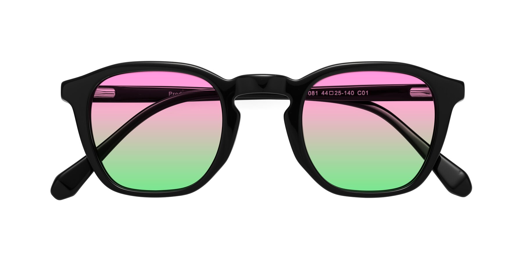 Folded Front of Producer in Black with Pink / Green Gradient Lenses