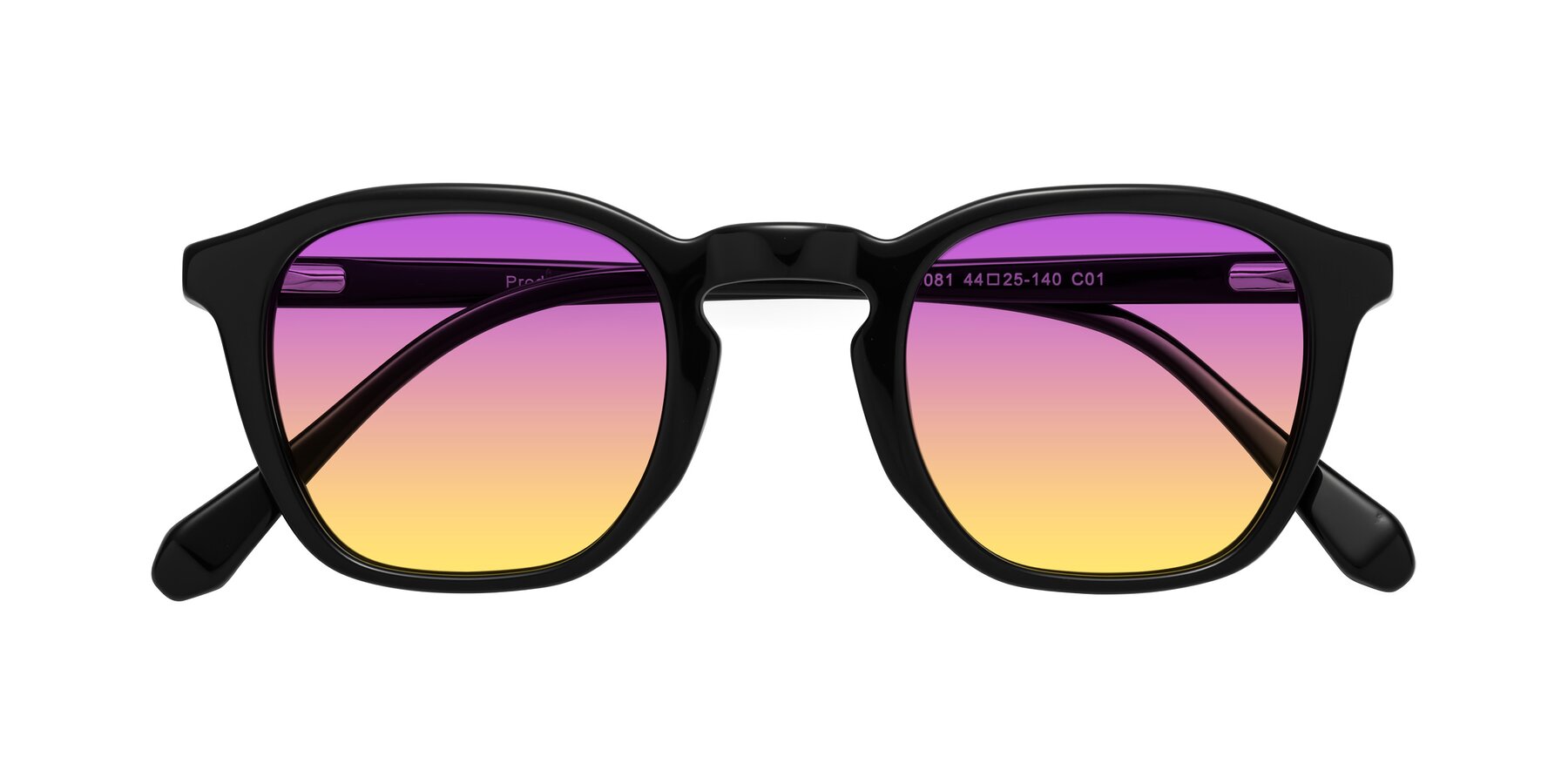 Folded Front of Producer in Black with Purple / Yellow Gradient Lenses