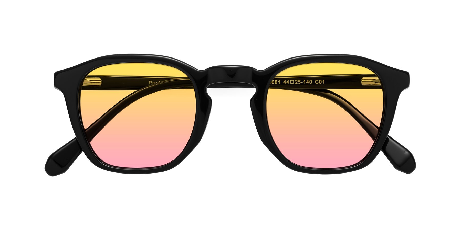 Folded Front of Producer in Black with Yellow / Pink Gradient Lenses