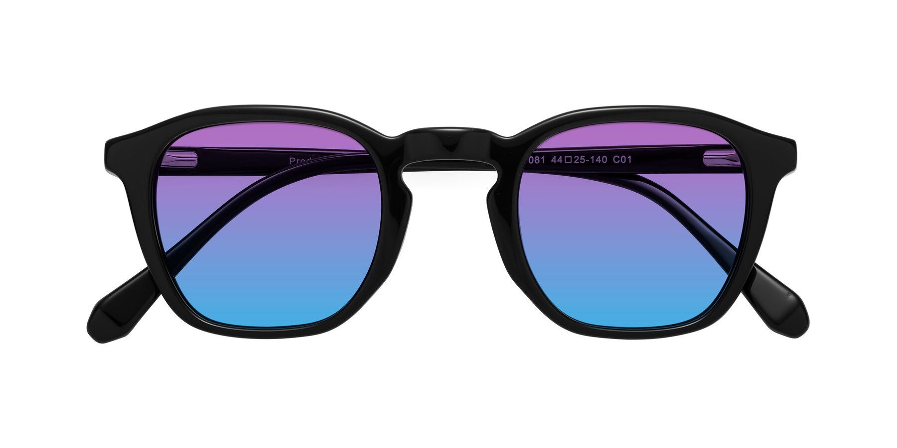 Folded Front of Producer in Black with Purple / Blue Gradient Lenses