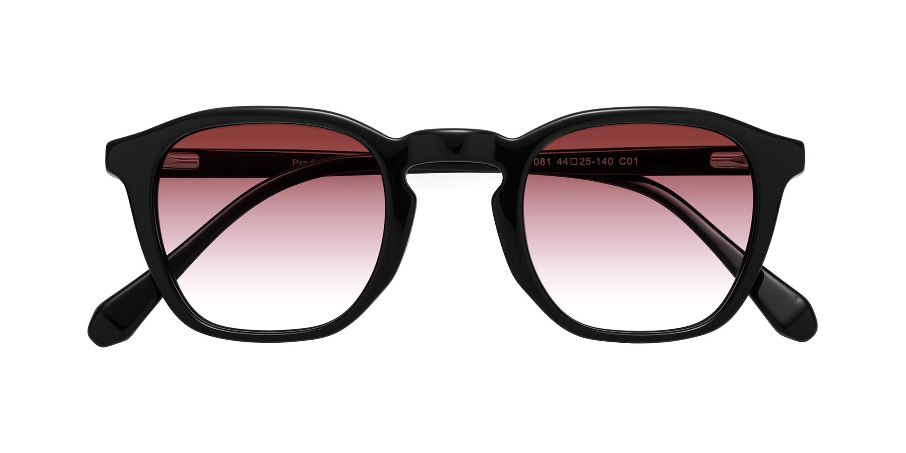 Folded Front of Producer in Black with Garnet Gradient Lenses