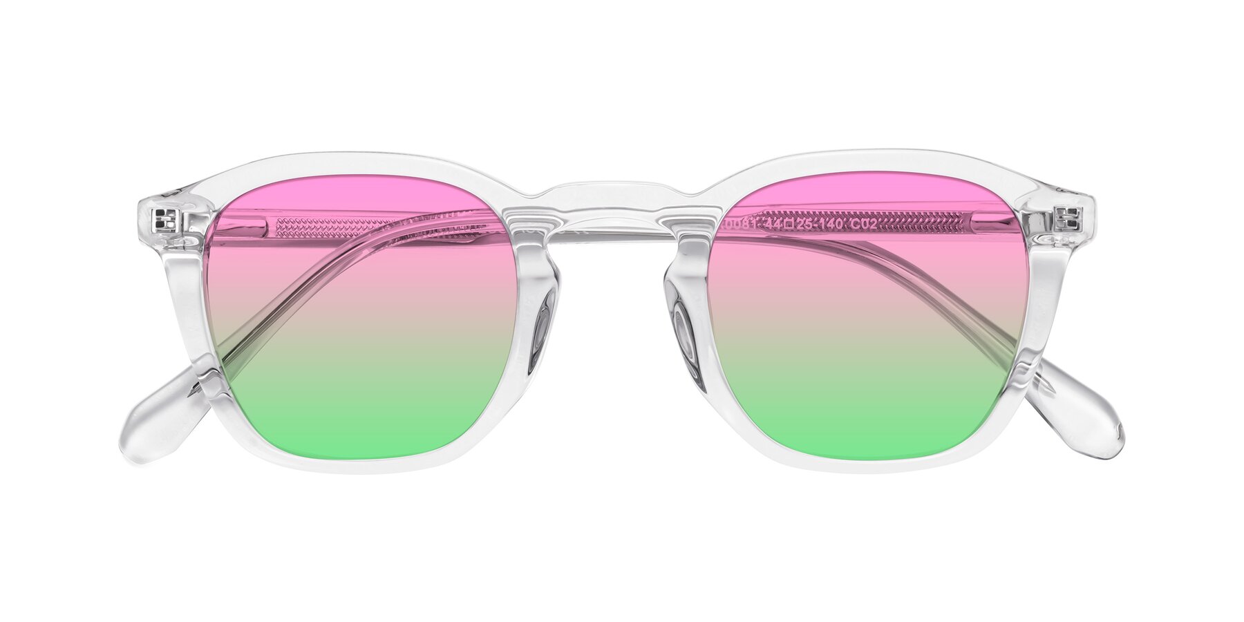 Folded Front of Producer in Clear with Pink / Green Gradient Lenses