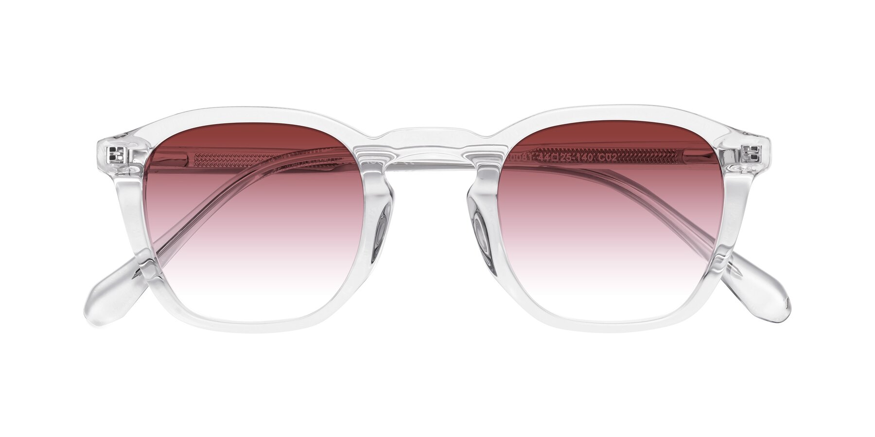 Folded Front of Producer in Clear with Garnet Gradient Lenses