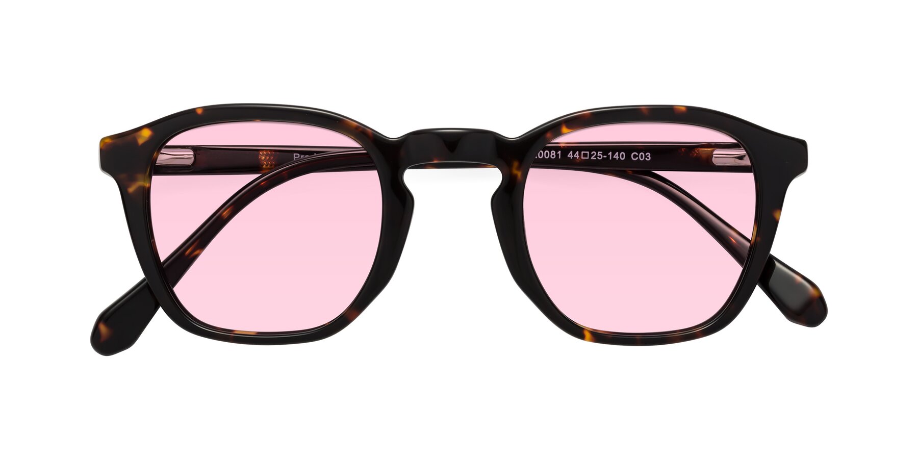 Folded Front of Producer in Tortoise with Light Pink Tinted Lenses