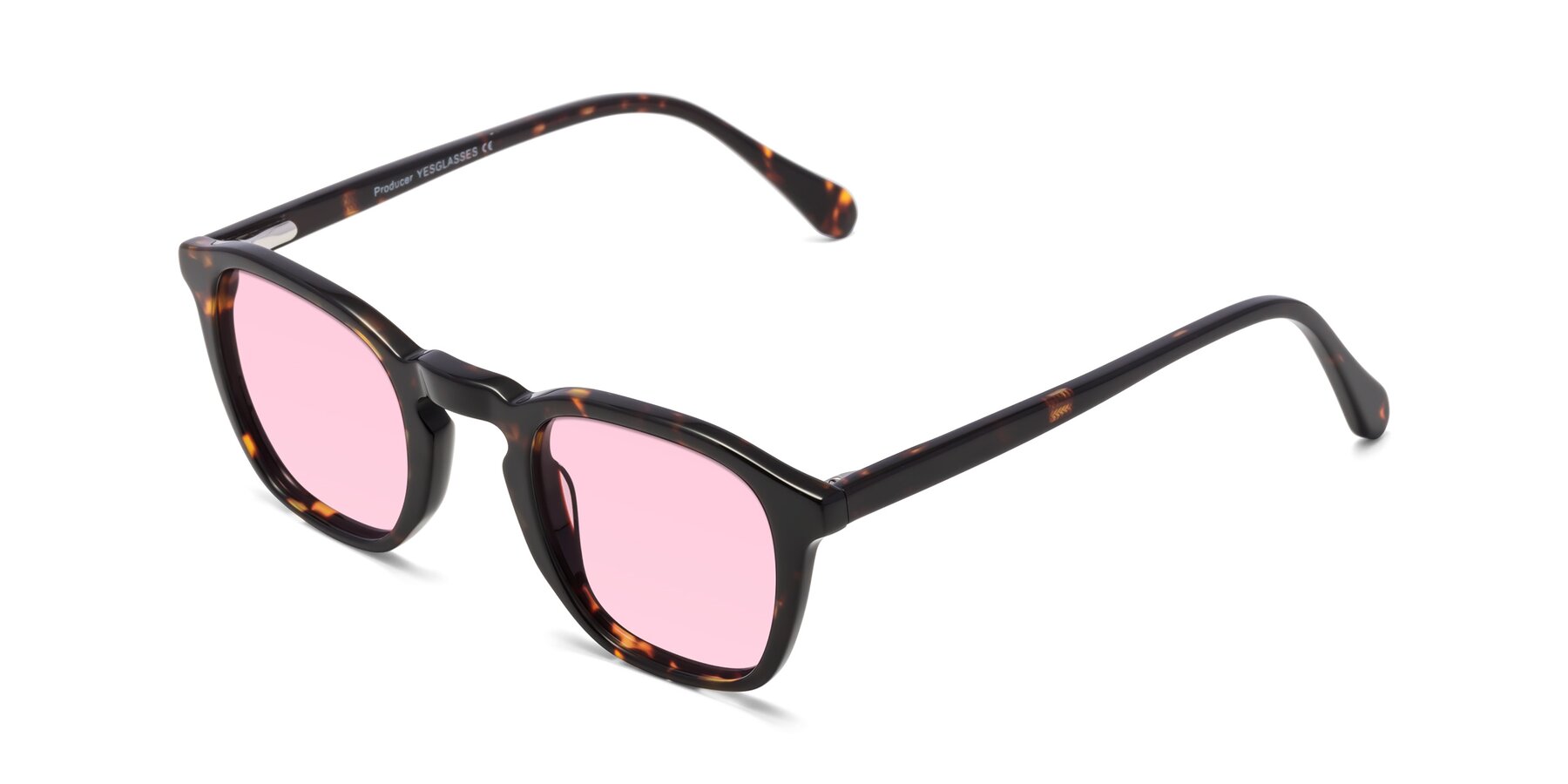 Angle of Producer in Tortoise with Light Pink Tinted Lenses