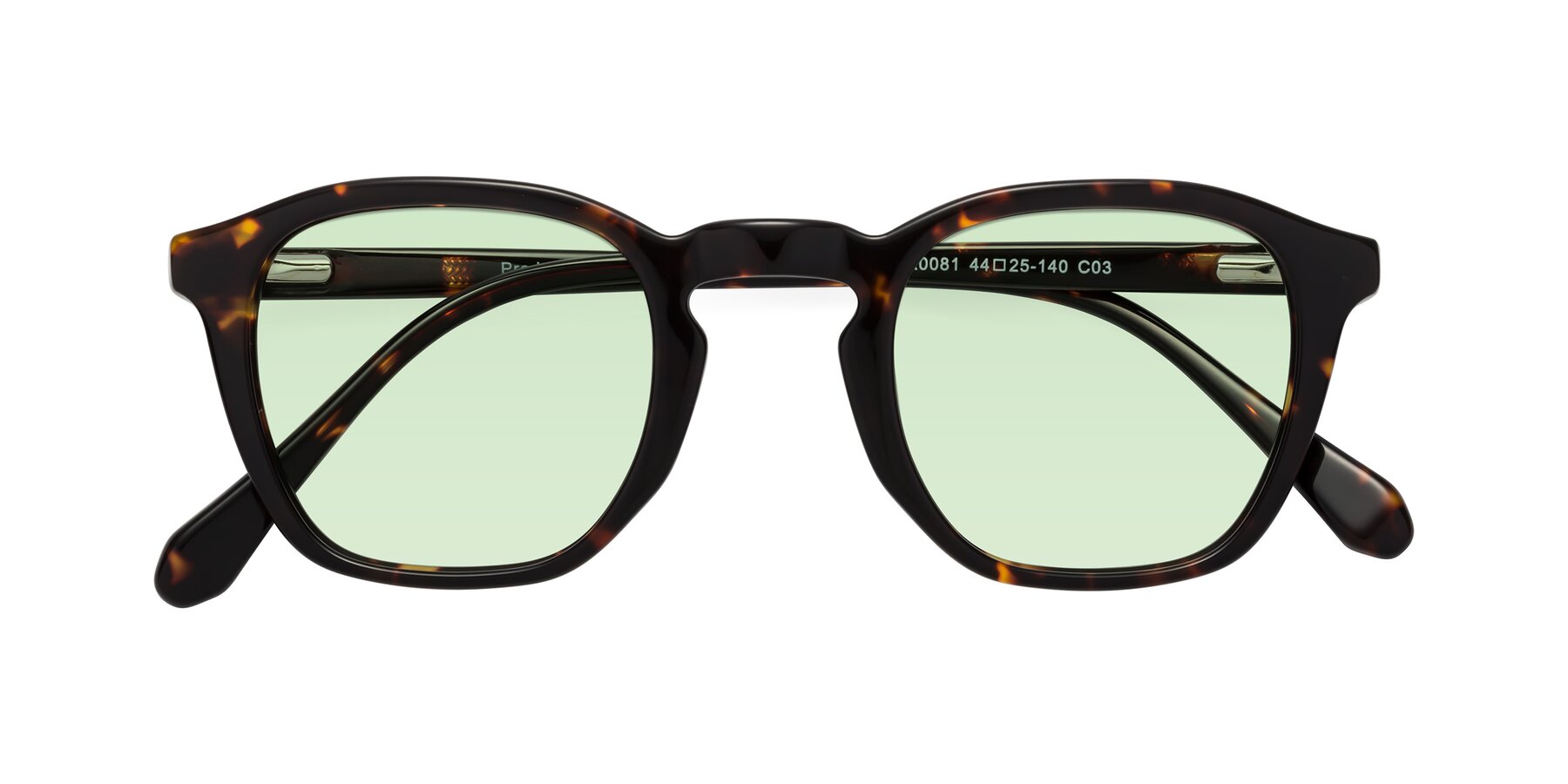 Folded Front of Producer in Tortoise with Light Green Tinted Lenses