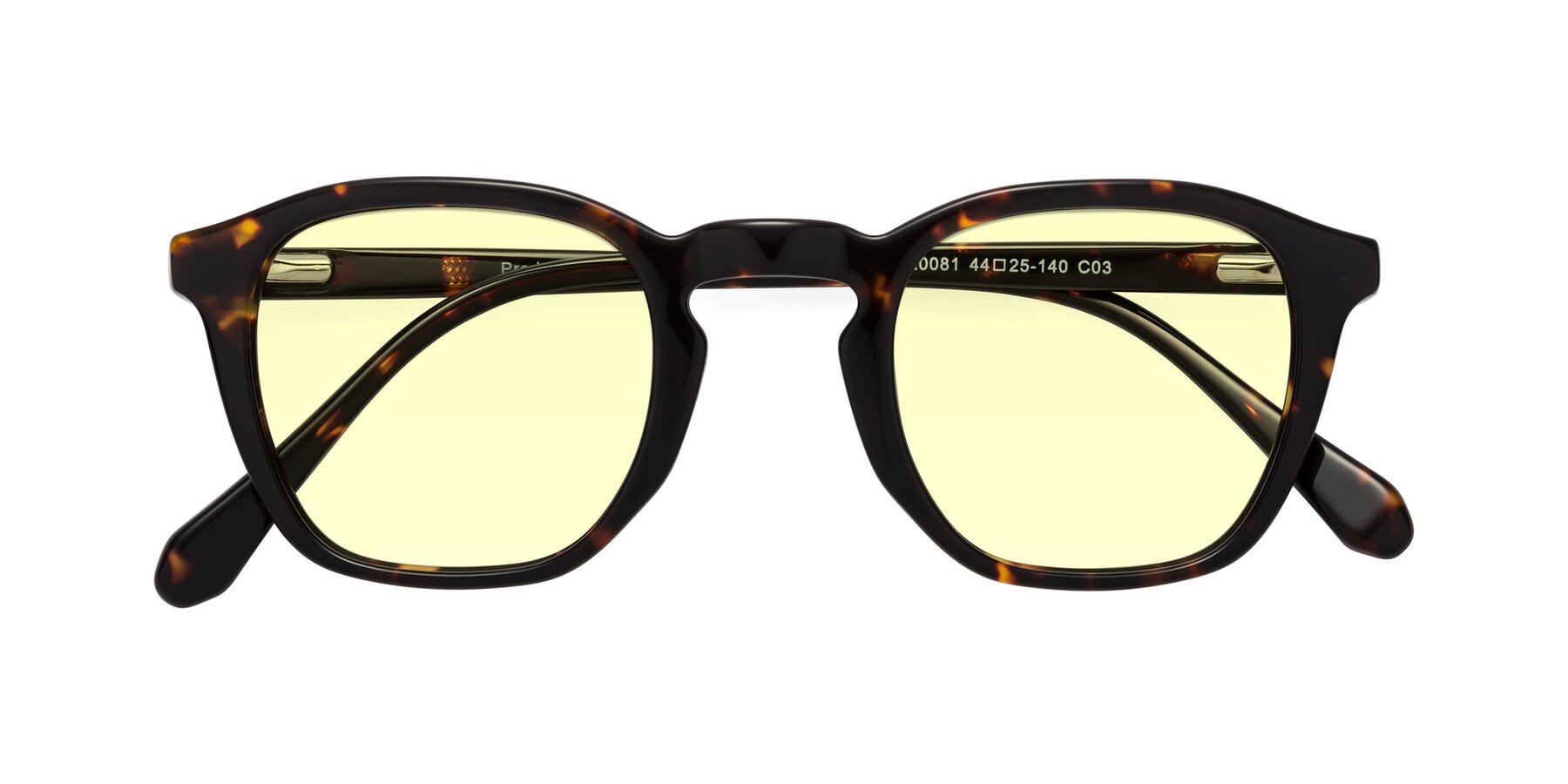 Folded Front of Producer in Tortoise with Light Yellow Tinted Lenses