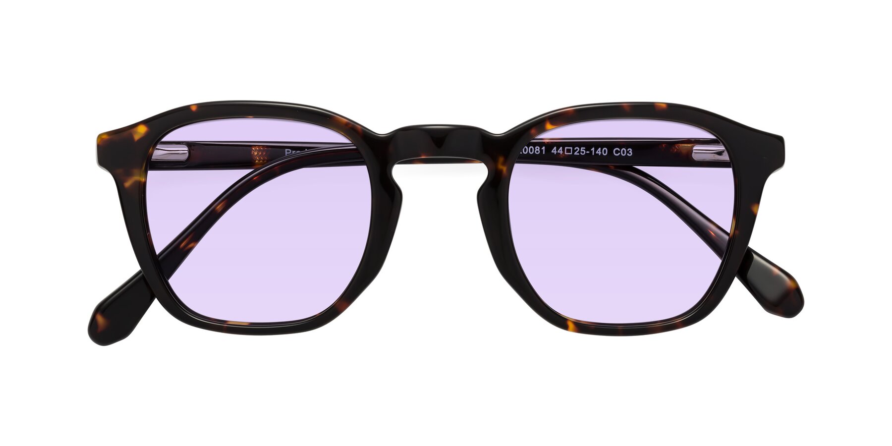 Folded Front of Producer in Tortoise with Light Purple Tinted Lenses