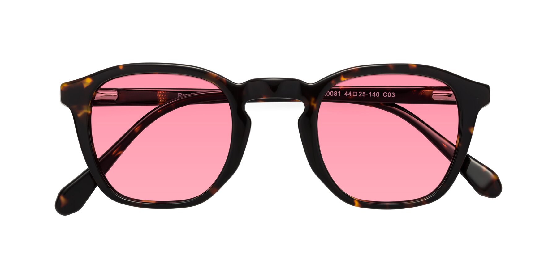 Folded Front of Producer in Tortoise with Pink Tinted Lenses
