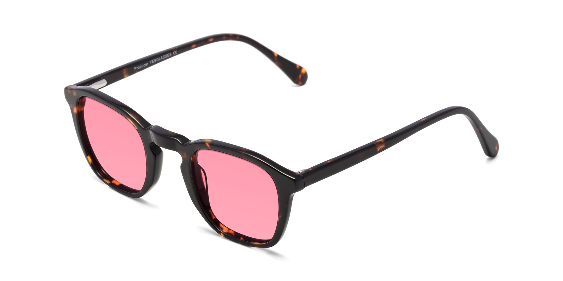 Angle of Producer in Tortoise with Pink Tinted Lenses