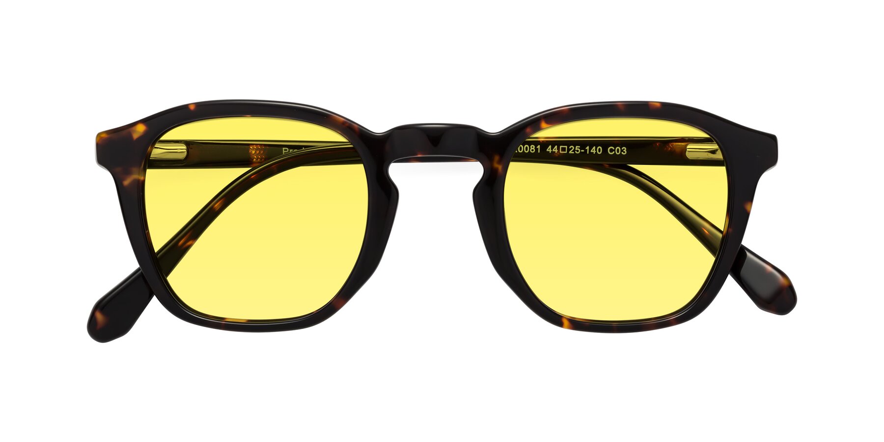 Folded Front of Producer in Tortoise with Medium Yellow Tinted Lenses