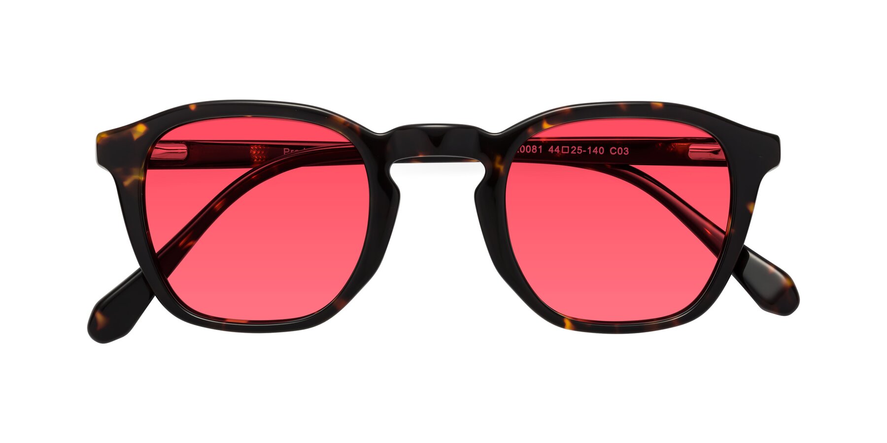 Folded Front of Producer in Tortoise with Red Tinted Lenses