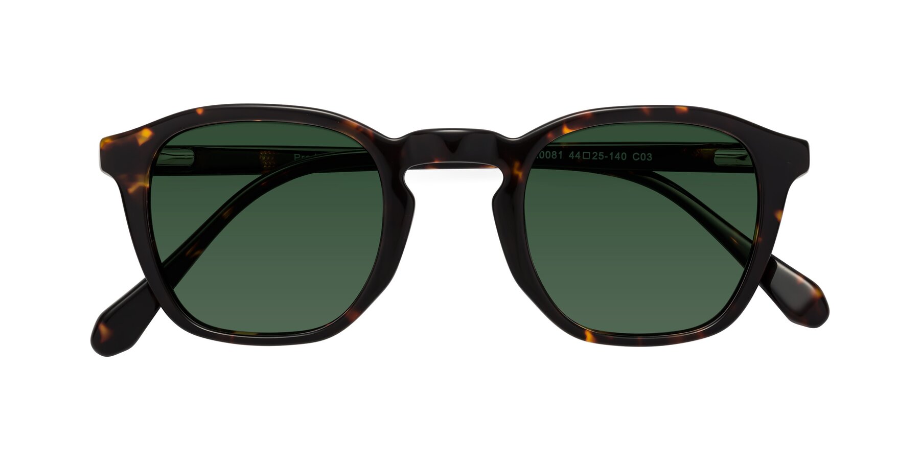 Folded Front of Producer in Tortoise with Green Tinted Lenses