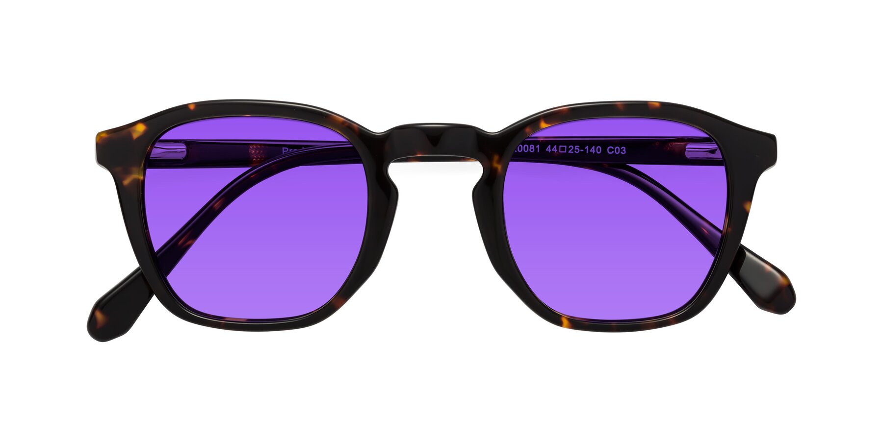 Folded Front of Producer in Tortoise with Purple Tinted Lenses