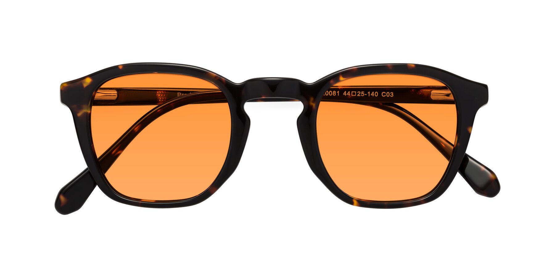 Folded Front of Producer in Tortoise with Orange Tinted Lenses