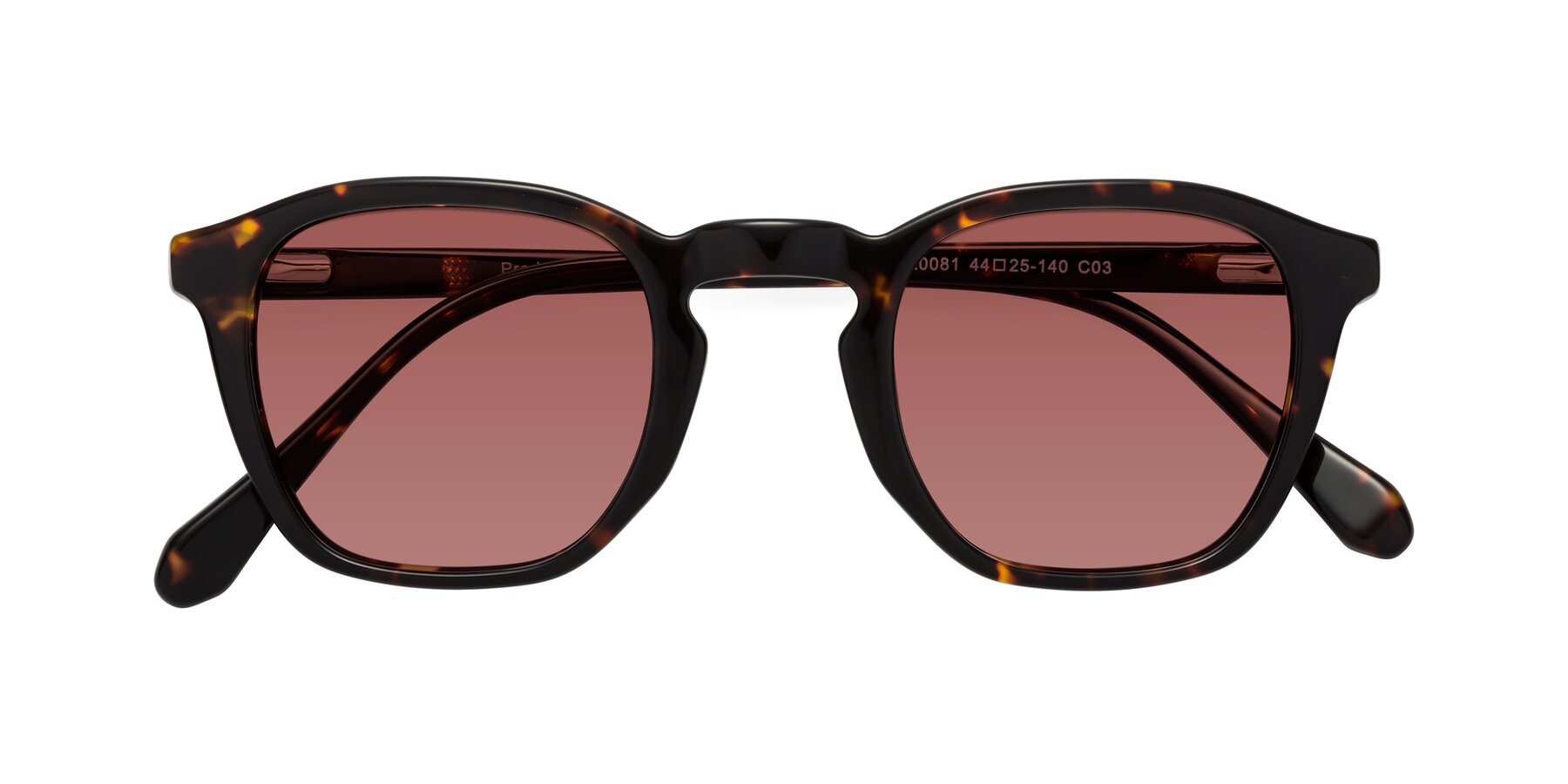 Folded Front of Producer in Tortoise with Garnet Tinted Lenses