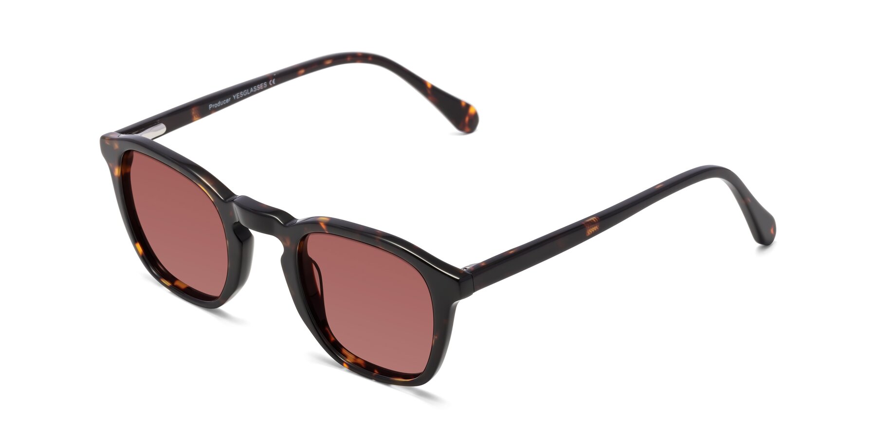 Angle of Producer in Tortoise with Garnet Tinted Lenses