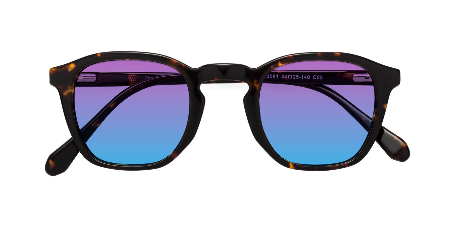 Folded Front of Producer in Tortoise with Purple / Blue Gradient Lenses