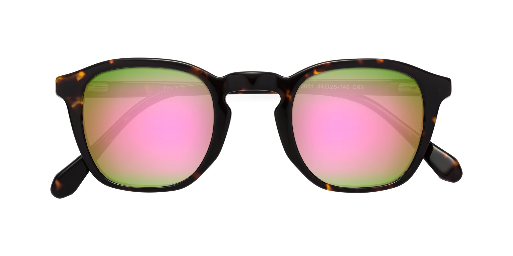 Folded Front of Producer in Tortoise with Pink Mirrored Lenses