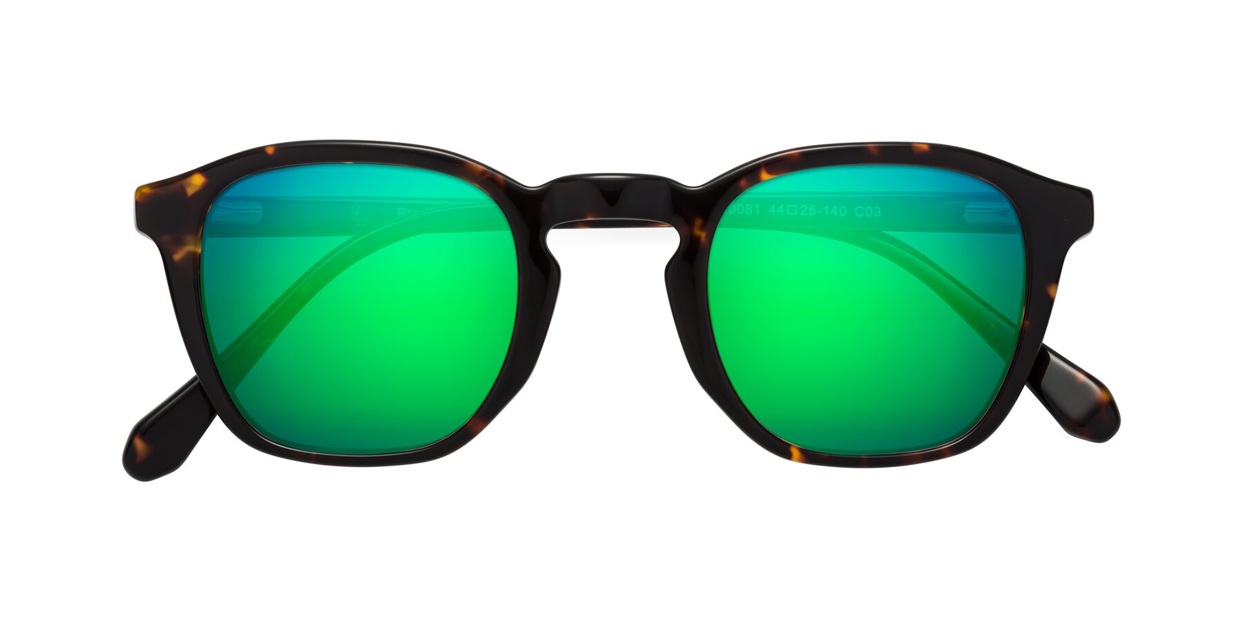 Folded Front of Producer in Tortoise with Green Mirrored Lenses