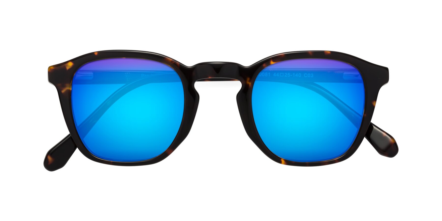 Folded Front of Producer in Tortoise with Blue Mirrored Lenses