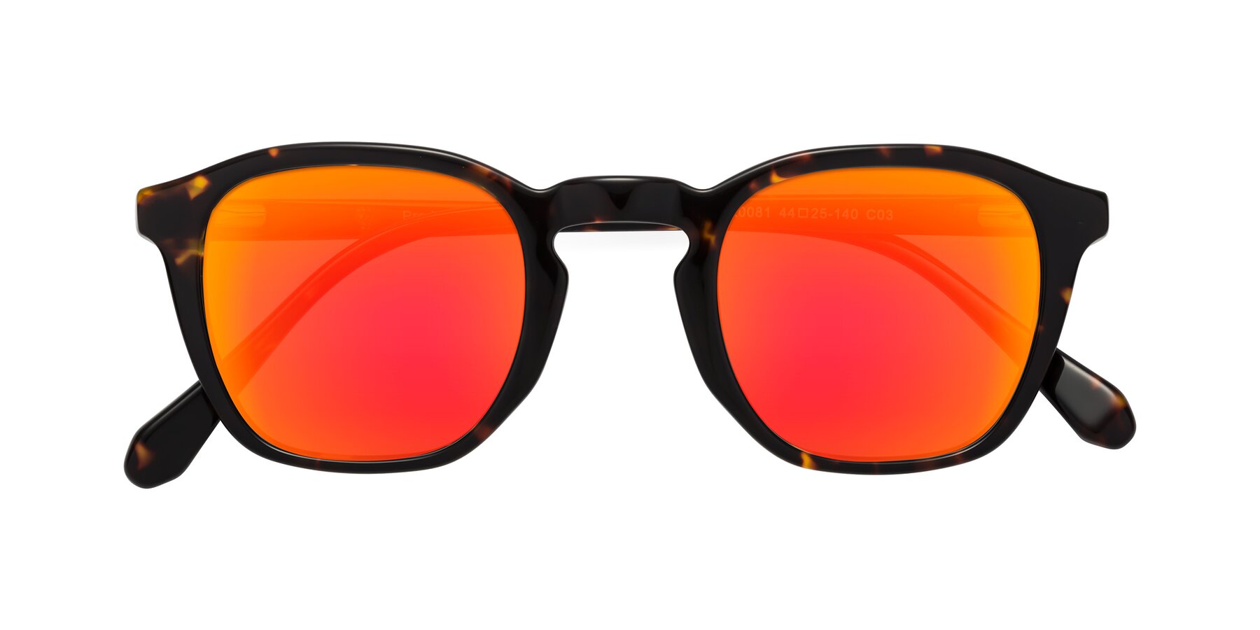 Folded Front of Producer in Tortoise with Red Gold Mirrored Lenses