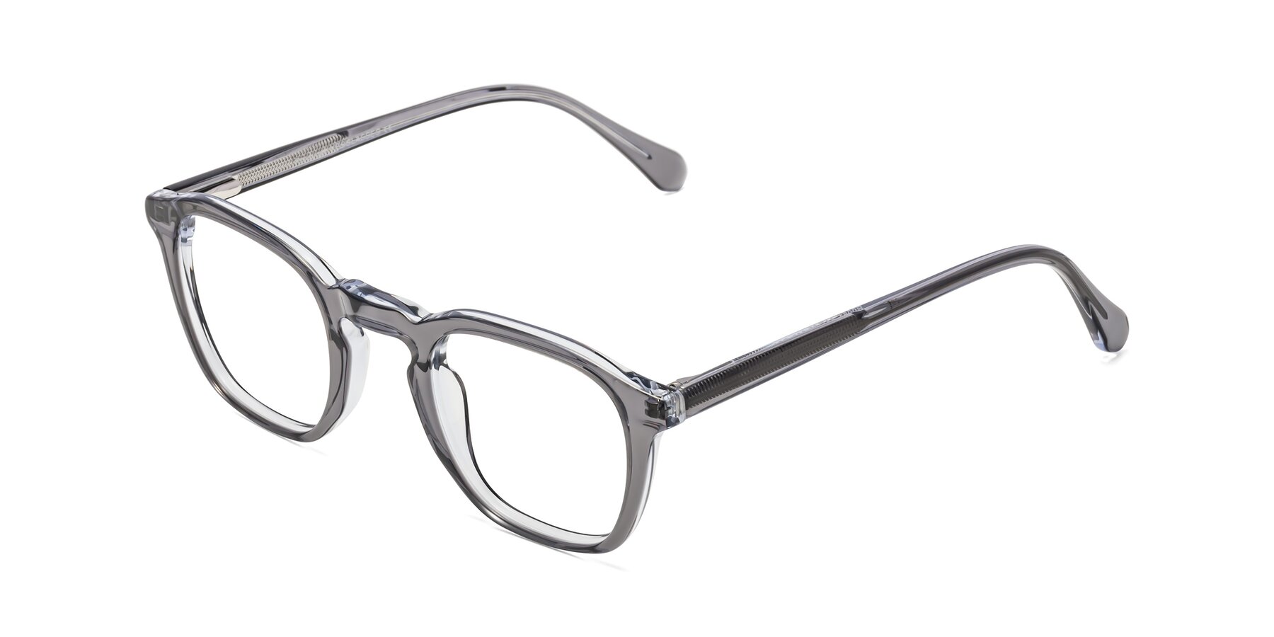Angle of Producer in Transparent Gray with Clear Eyeglass Lenses
