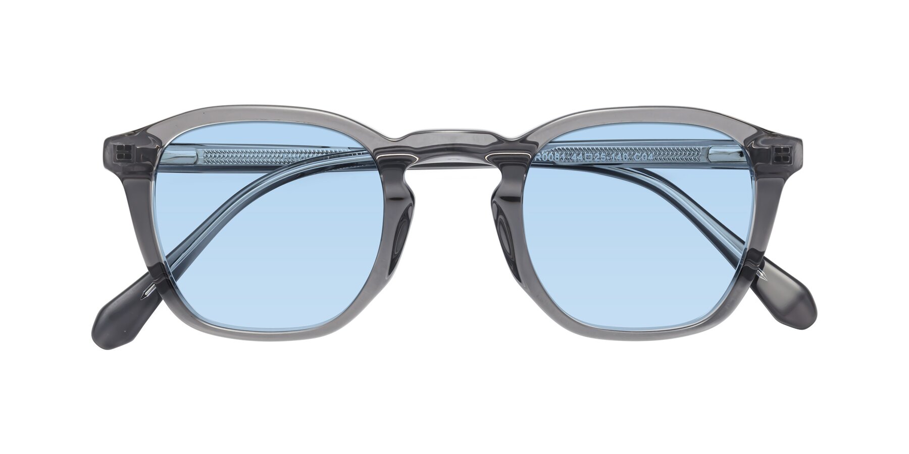 Folded Front of Producer in Transparent Gray with Light Blue Tinted Lenses