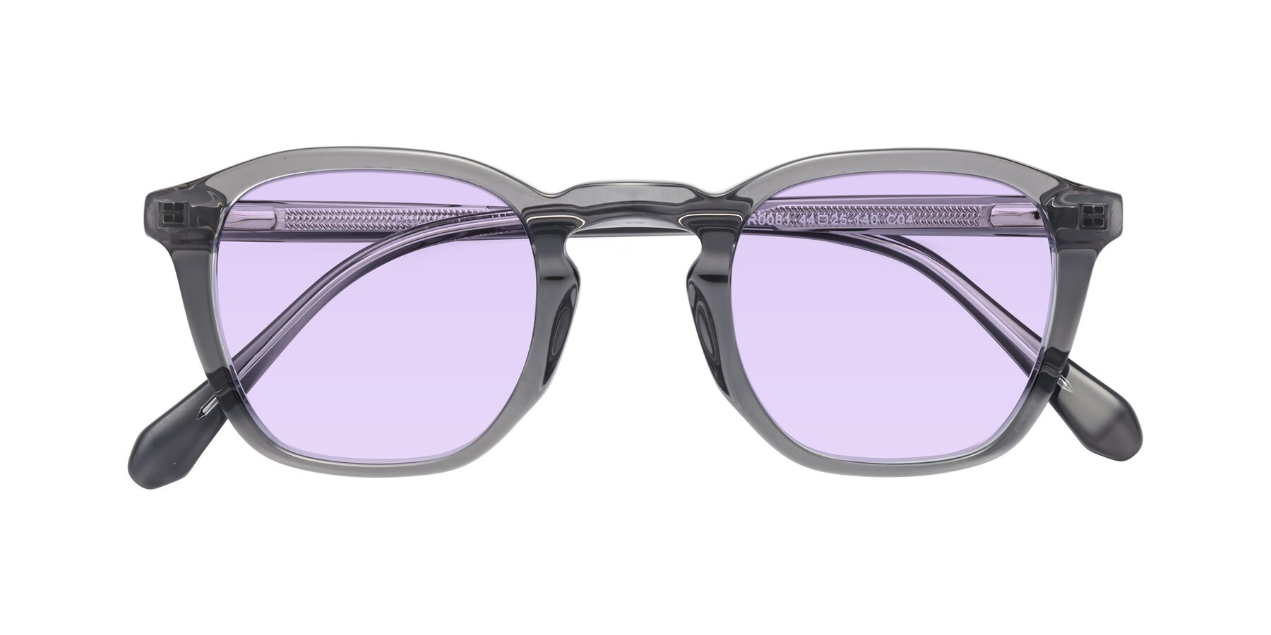 Folded Front of Producer in Transparent Gray with Light Purple Tinted Lenses