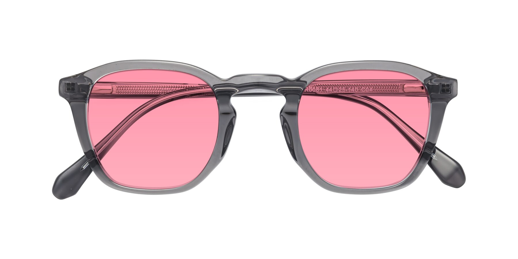 Folded Front of Producer in Transparent Gray with Pink Tinted Lenses