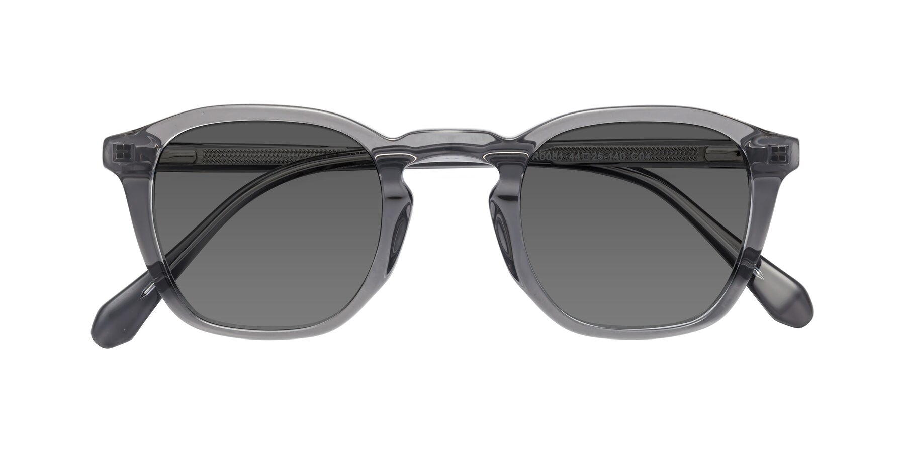 Folded Front of Producer in Transparent Gray with Medium Gray Tinted Lenses