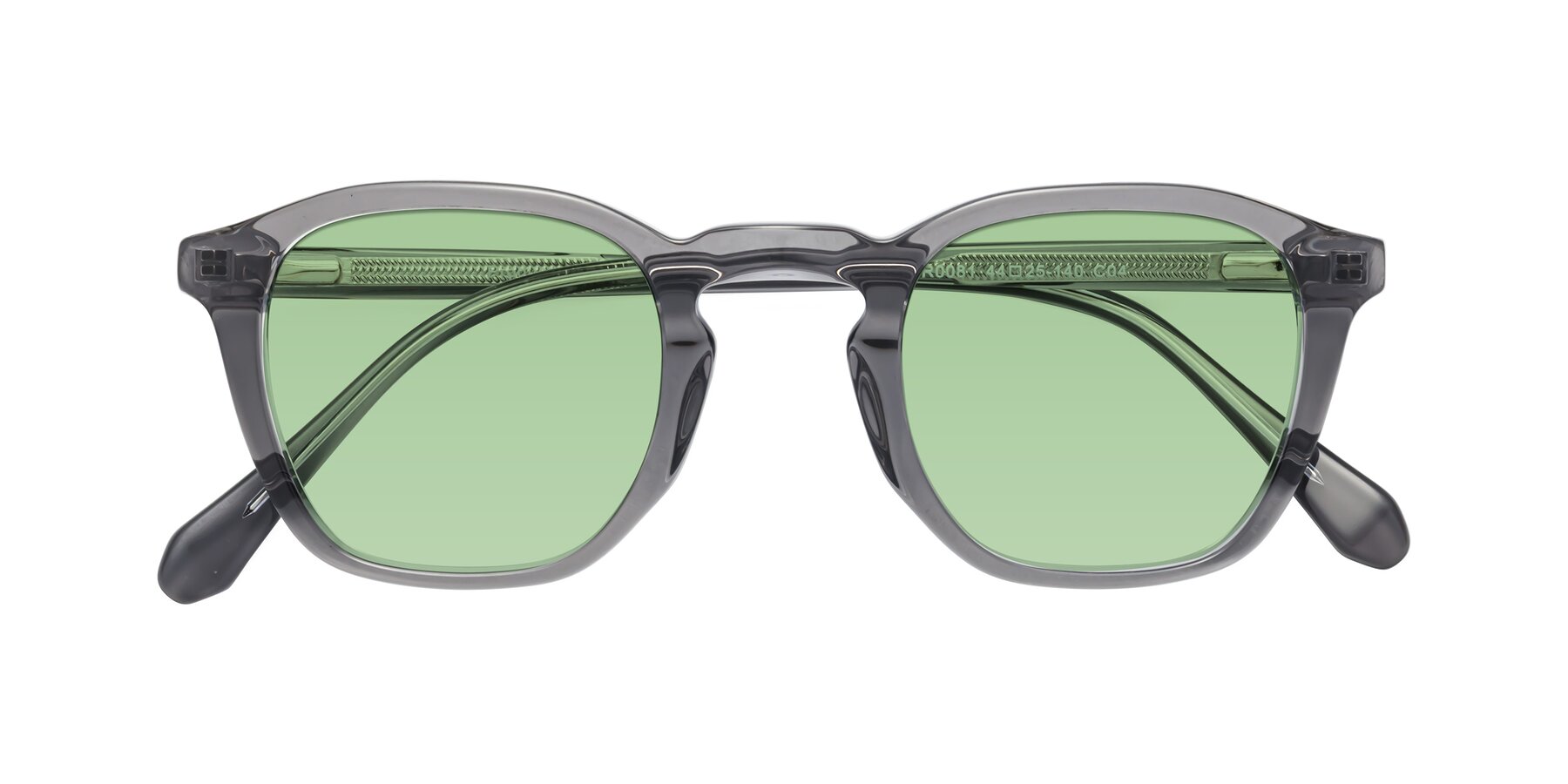 Folded Front of Producer in Transparent Gray with Medium Green Tinted Lenses