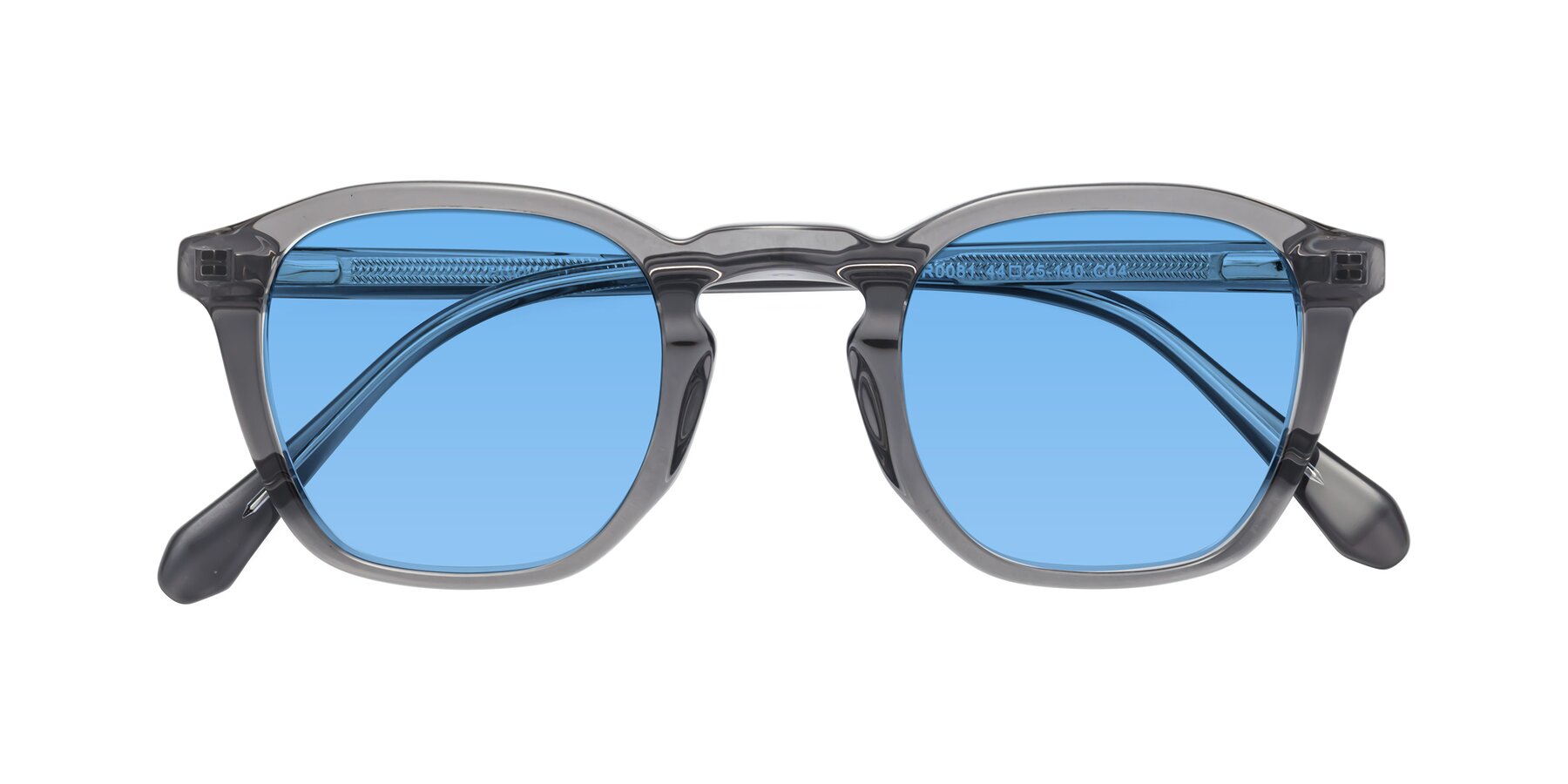 Folded Front of Producer in Transparent Gray with Medium Blue Tinted Lenses