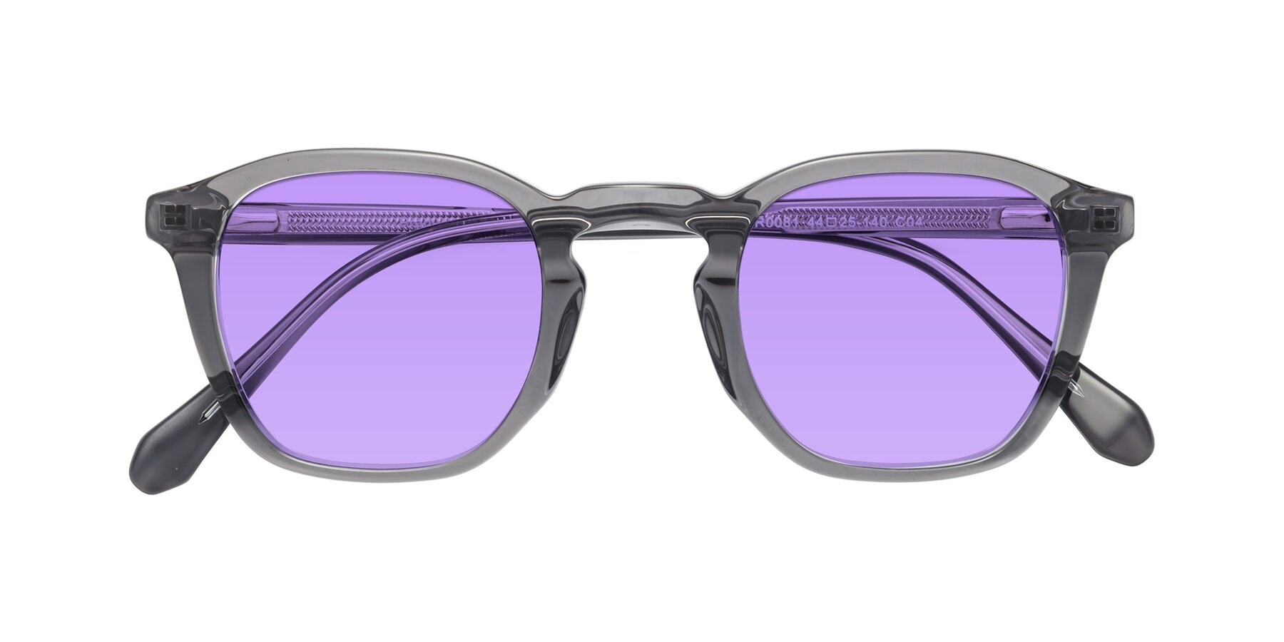Folded Front of Producer in Transparent Gray with Medium Purple Tinted Lenses