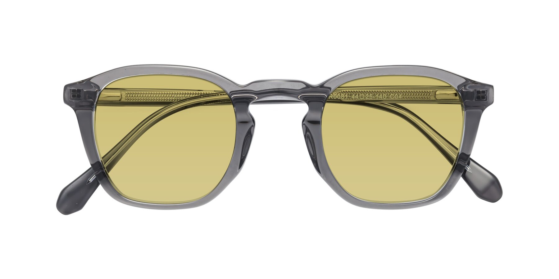 Folded Front of Producer in Transparent Gray with Medium Champagne Tinted Lenses