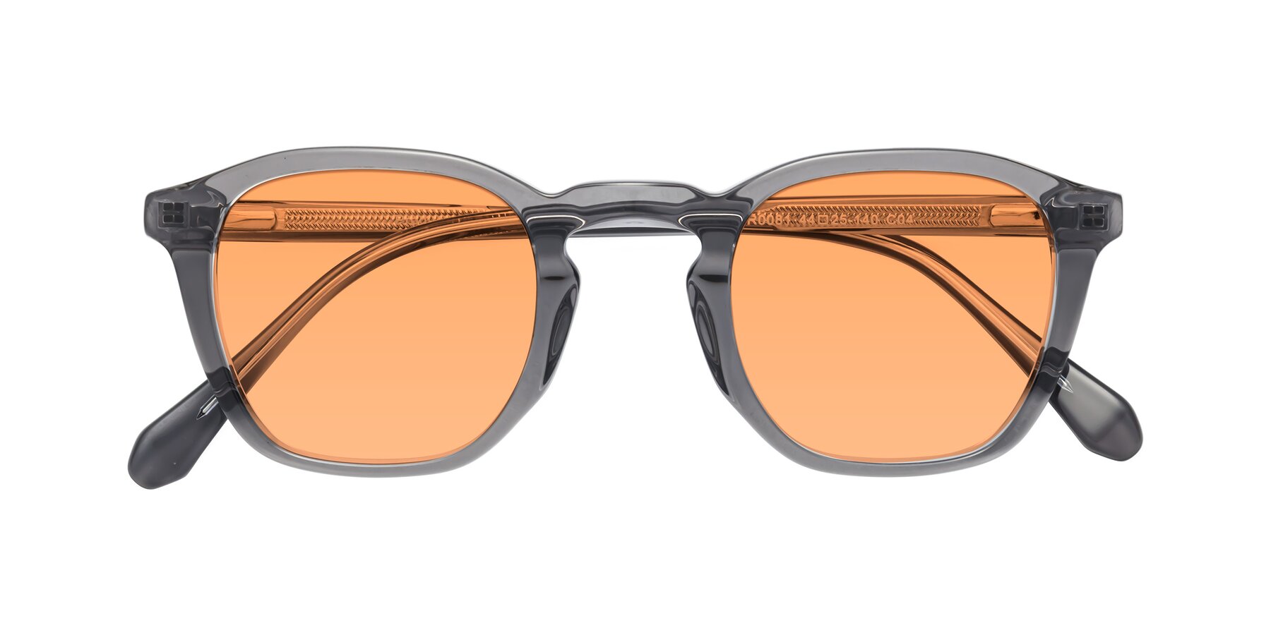 Folded Front of Producer in Transparent Gray with Medium Orange Tinted Lenses