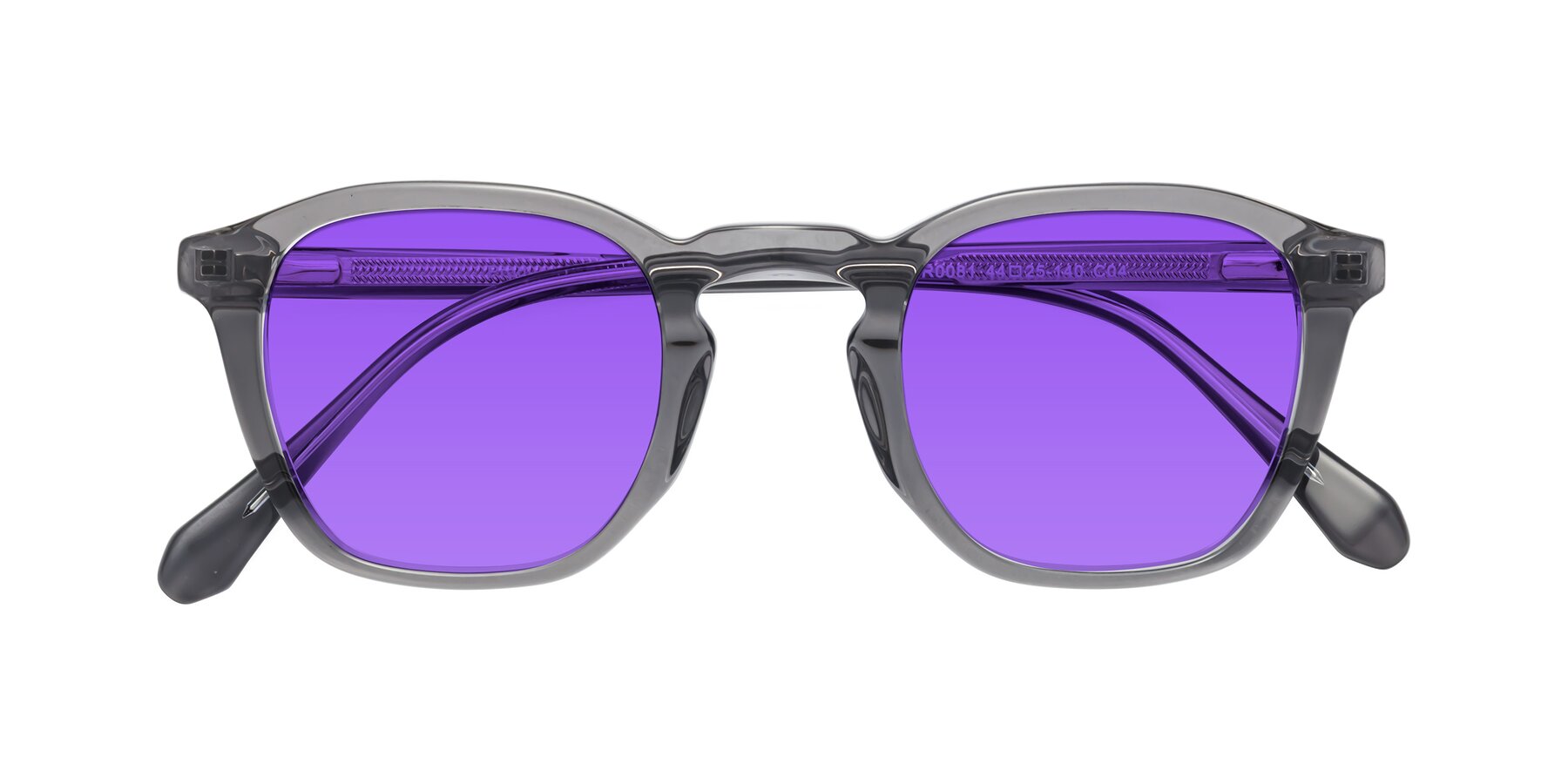 Folded Front of Producer in Transparent Gray with Purple Tinted Lenses