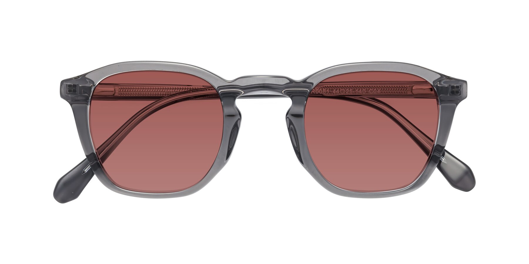 Folded Front of Producer in Transparent Gray with Garnet Tinted Lenses