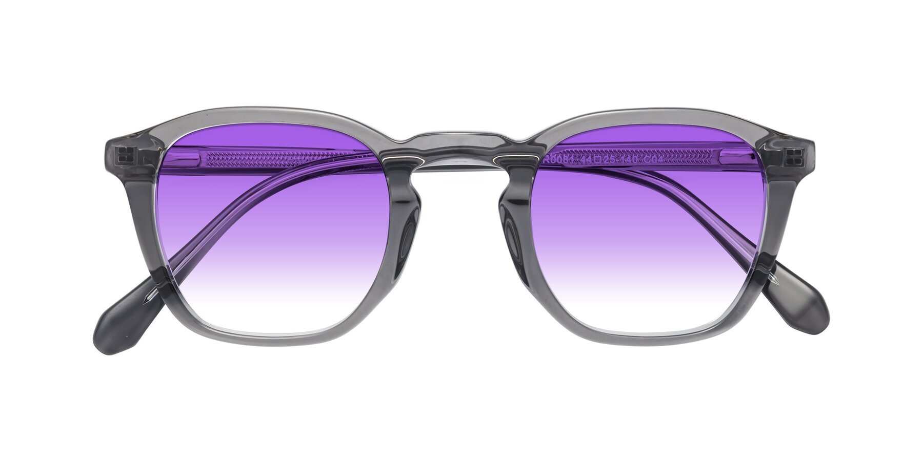 Folded Front of Producer in Transparent Gray with Purple Gradient Lenses